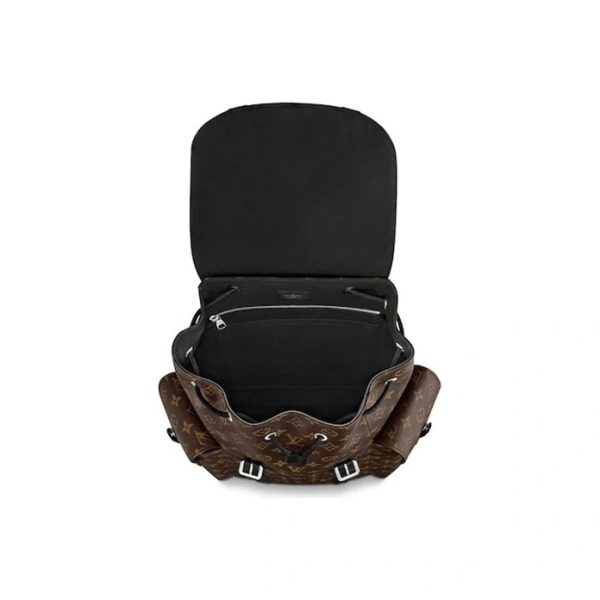 Louis Vuitton Christopher 小號老花帆布拼牛皮書包雙肩包M43735 棕色M43735：圖片 4