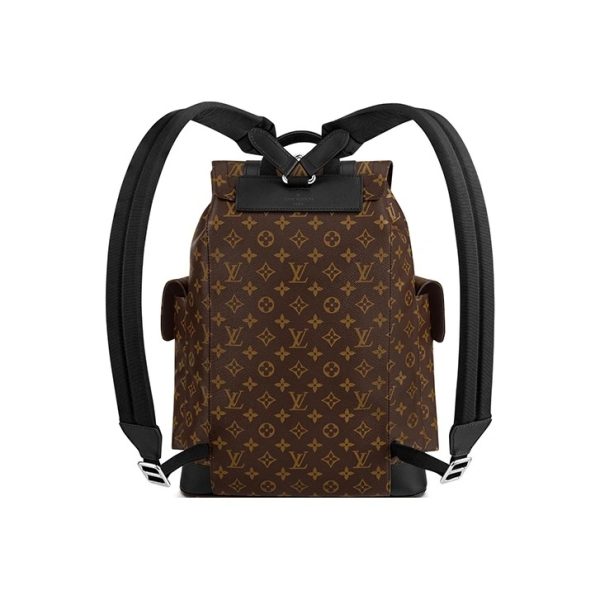 Louis Vuitton Christopher 小號老花帆布拼牛皮書包雙肩包M43735 棕色M43735：圖片 3