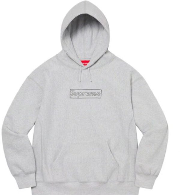 Supreme SS21 WEEK 1 X KAWS 粉筆BOX logo 印花連帽衛衣灰色：圖片 3