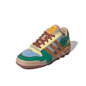 Melting Sadness x adidas originals Forum Exhibit Low 復古休閒板鞋藍綠色拼接男女同款