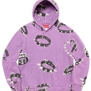 Supreme FW20 Week12 Studded Collars 項圈手銬圖案印花衛衣紫色