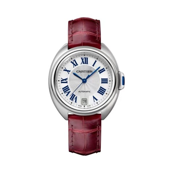 Cartier/卡地亞Clé鑰匙系列精鋼鱷魚皮錶帶男女同款手錶：圖片 3