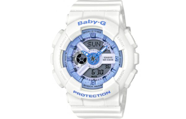 CASIO 卡西歐BABY-G 主題系列運動防水潮流時尚手錶白藍日韓錶女款BA-110BE-7APR