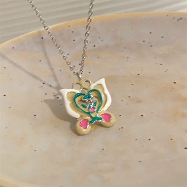多巴胺滴釉蝴蝶吊墜項鍊女氣質小眾鎖骨鍊ins網紅簡約品：圖片 7
