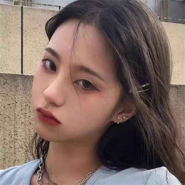 s925銀針後掛雙線鉤子耳環女日韓小眾簡約港風百搭中性網紅耳飾潮：圖片 4