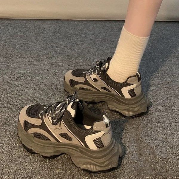 顯腳小老爹鞋子女2025春秋季新款爆款厚底百搭輕便小眾休閒運動鞋：圖片 4