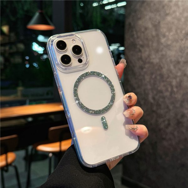 適用蘋果16e手機殼簡約透明磁吸殼iPhone15pro閃粉紅克力4防摔套：圖片 9