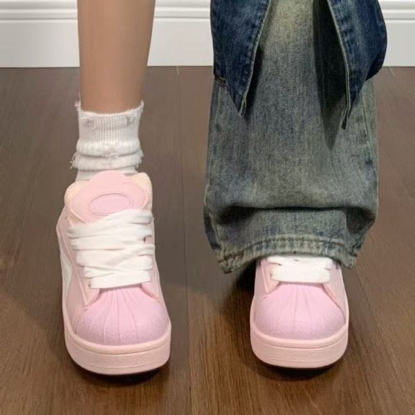 小白鞋女2025年新春季女鞋厚底麵包鞋ins潮百搭小眾休閒運動板鞋：圖片 4