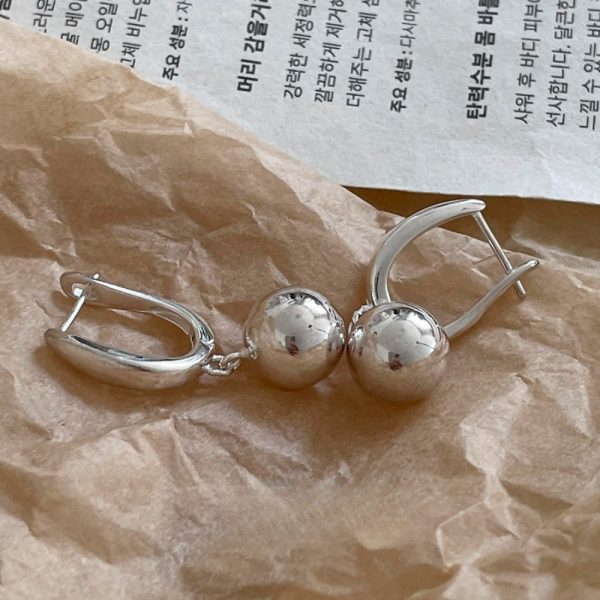 U型扣小珠吊墜S925純銀耳環女小眾設計冷淡風吸睛耳環耳環飾品潮：圖片 6