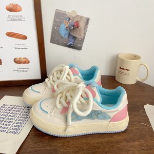 多巴胺厚底麵包鞋女2025春季新款ins潮小眾休閒板鞋運動小白鞋子