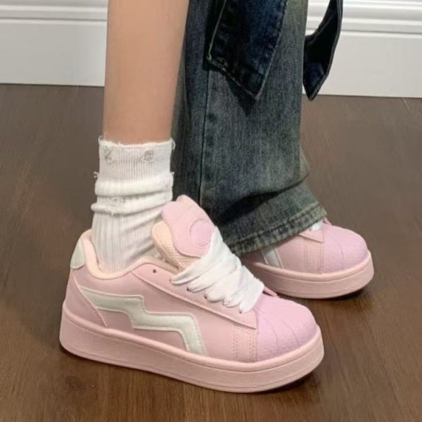 小白鞋女2025年新春季女鞋厚底麵包鞋ins潮百搭小眾休閒運動板鞋：圖片 2