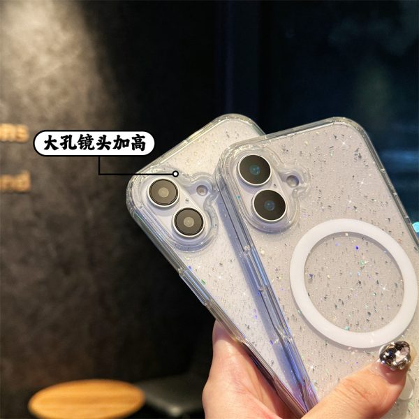 星空閃粉適用iPhone16手機殼蘋果15Pro透明磁吸殼16e套新款：圖片 3