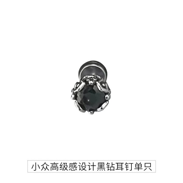冷淡風耳環男士復古高級感美式簡約設計小眾黑色鈦鋼男生痞帥耳飾：圖片 7