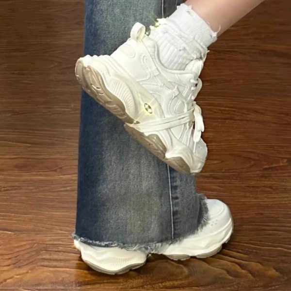 厚底老爹鞋女2025新款春季秋季網面透氣百搭小白鞋ins潮休閒運動鞋：圖片 4