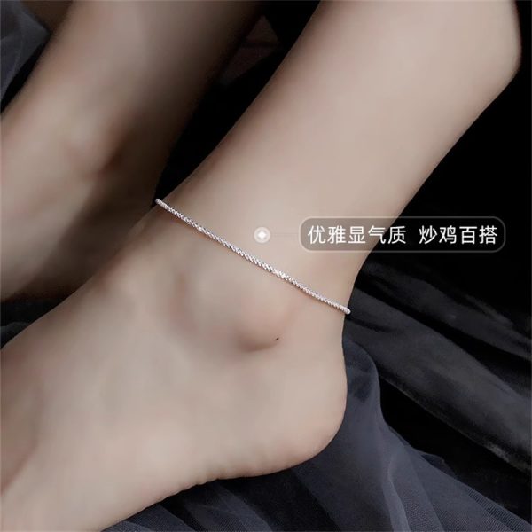 925銀滿天星波光煥足鍊女新款簡約腳鍊高級感小眾腳踝鏈：圖片 3