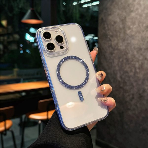 適用蘋果16e手機殼簡約透明磁吸殼iPhone15pro閃粉紅克力4防摔套：圖片 7