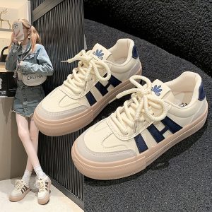 厚底德訓鞋春秋小白鞋女2025年新學生百搭休閒繫帶爆款運動板鞋