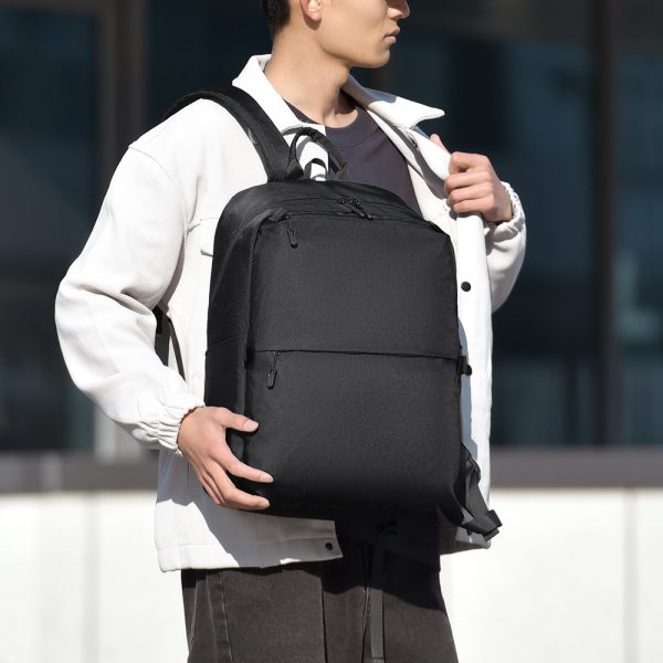 休閒時尚商務防水電腦雙肩包新款中學大學日常通勤大容量男士背包：圖片 2