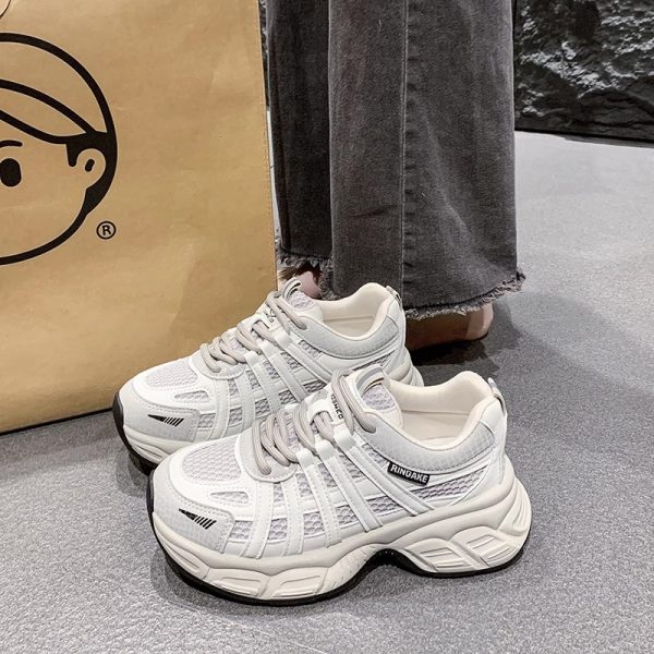 超火老爹鞋女2025春季新款厚底增高百搭小個子復古輕便休閒運動鞋：圖片 4
