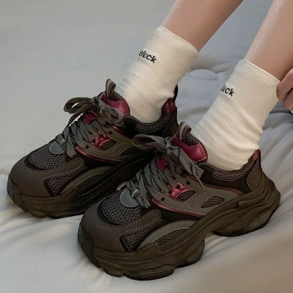 顯腳小老爹鞋子女2025春秋季新款爆款厚底百搭輕便小眾休閒運動鞋