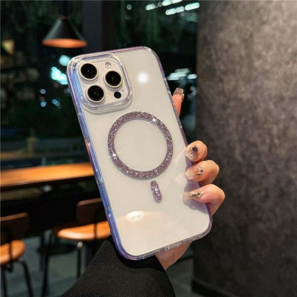 適用蘋果16e手機殼簡約透明磁吸殼iPhone15pro閃粉紅克力4防摔套：圖片 12