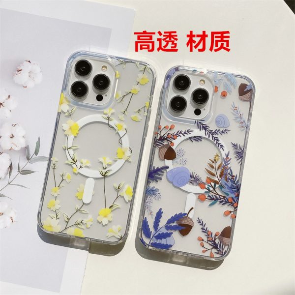 適用iPhone16磁吸殼蘋果15promax高透ins風SE4雙層印花手機殼14：圖片 2