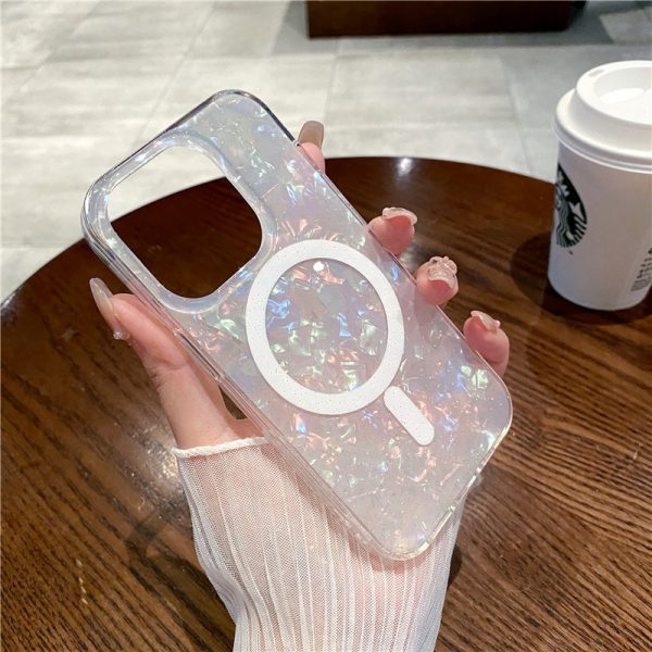 適用蘋果15手機殼磁吸iPhone16pro貝殼紋14promax手機保護套：圖片 11