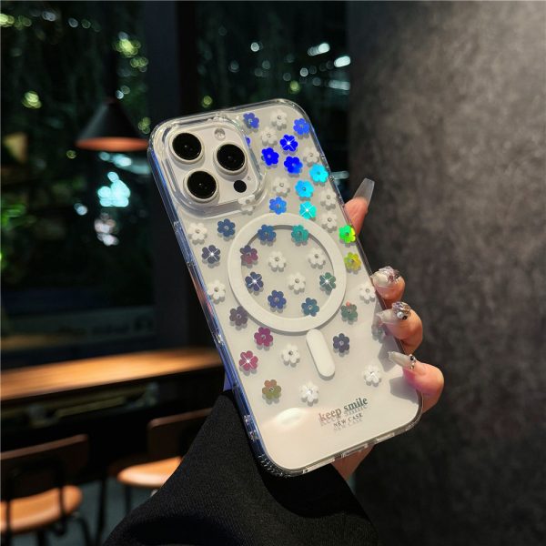 適用iphone16磁吸手機殼炫彩鐳射鬱金香蘋果15promax透明殼14pro：圖片 6