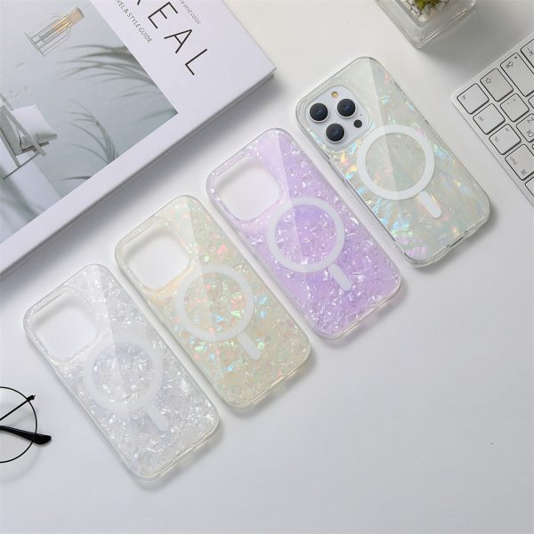 適用蘋果15手機殼磁吸iPhone16pro貝殼紋14promax手機保護套