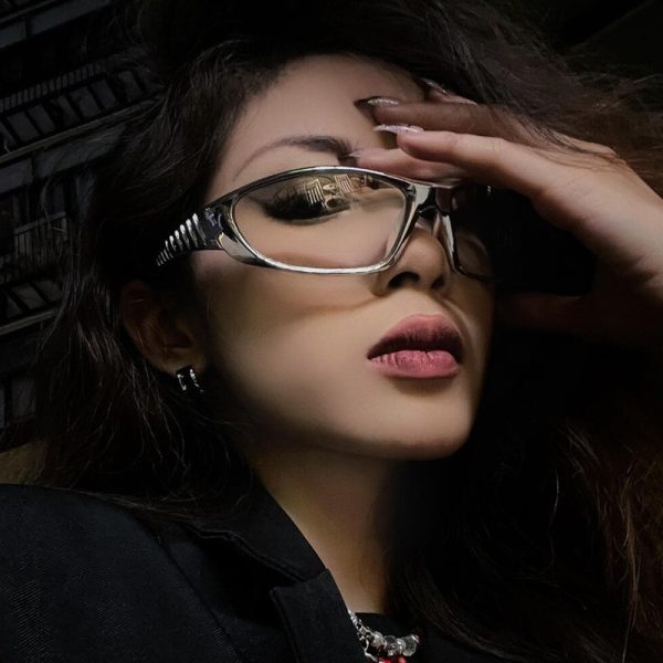 Y2K銀色墨鏡彩色鏤空未來科技感辣妹網紅太陽眼鏡女墨鏡潮男：圖片 2