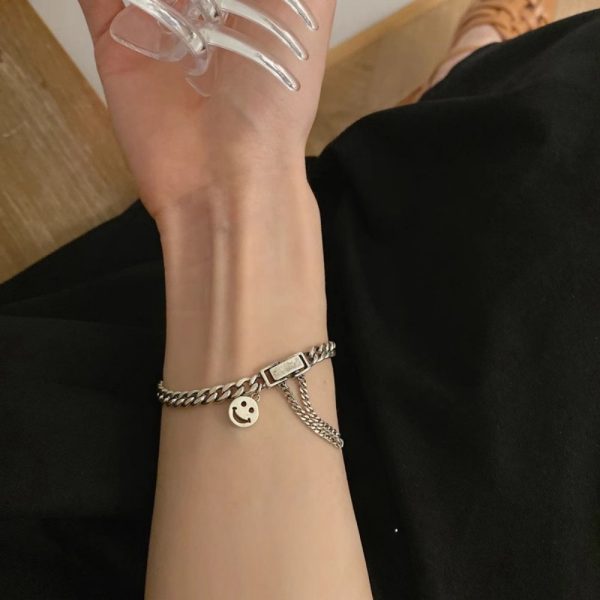 韓版笑臉手鍊女925純銀小眾設計感ins風格簡約個性高級感百搭手飾潮