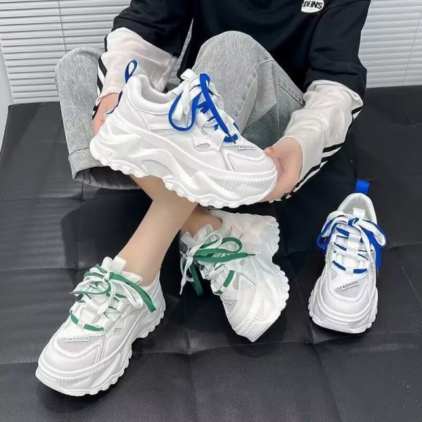 透氣老爹鞋女ins潮2025春季新款百搭厚底增高薄款休閒運動小白鞋：圖片 3