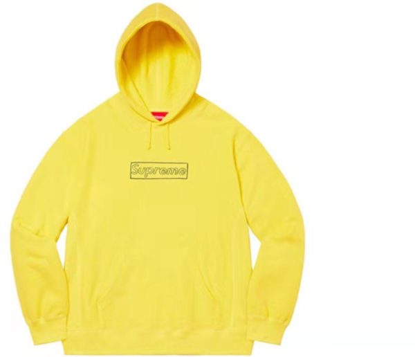 Supreme SS21 WEEK 1 X KAWS 粉筆BOX logo 印花連帽衛衣黃色