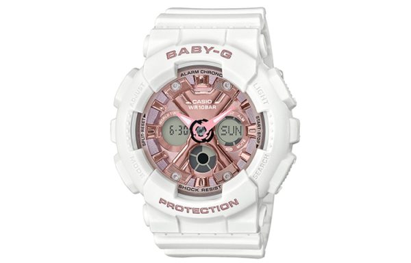 CASIO 卡西歐BABY-G 冰淇淋馬卡龍色系獨角獸手錶防水夜跑精靈少女運動手錶日韓錶女款粉白色BA-130-7A1PRL