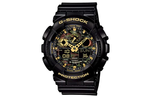 CASIO 卡西歐G-SHOCK YOUTH系列拆彈專家黑金迷彩時尚運動防水手錶日韓錶男款GA-100CF-1A9
