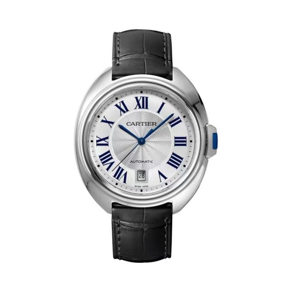 Cartier/卡地亞Clé鑰匙系列精鋼鱷魚皮錶帶男女同款手錶