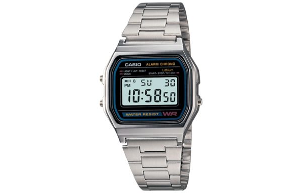 CASIO 卡西歐簡約運動防水復古經典小方塊學生男女小銀塊日韓錶銀色A158WA-1