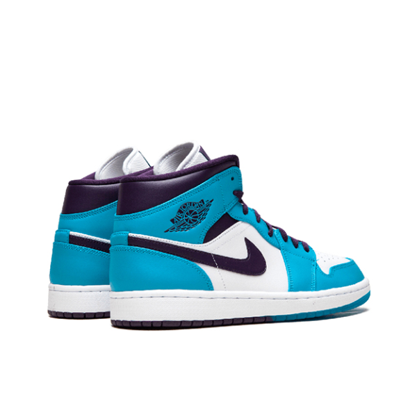 Air Jordan 1 Mid Hornets 中幫/藍白/紫色：圖片 3