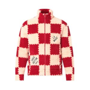 LOUIS VUITTON x NIGO2 聯名款LV2 SS22 棋盤格羊羔絨拉鍊夾克1A9M7S 褐