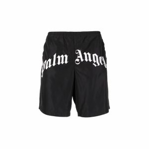 PALM ANGELS 字母Logo 印花口袋寬鬆五分短褲男款黑色