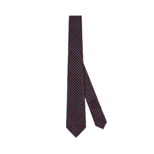 Gucci/古馳飾圓形雙G真絲領帶7212524E002 黑色