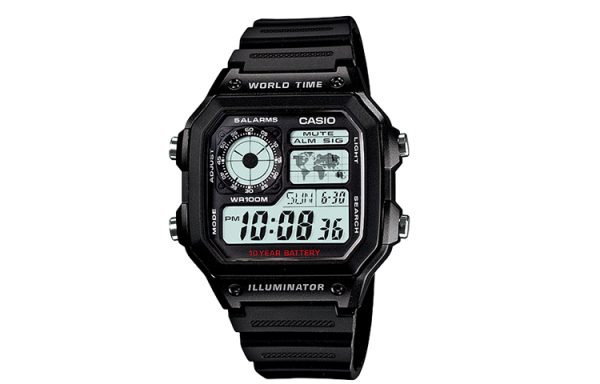 CASIO 卡西歐YOUTH系列數位系列簡約電子復古小方塊學生男女小黑表黑色AE-1200WH-1A