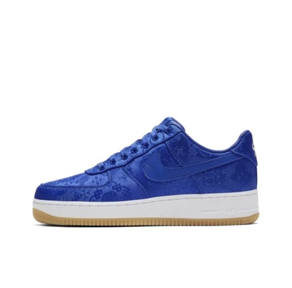 CLOT xNike Air Force1Low 空軍一號空軍一號撕撕樂藍絲綢低筒板鞋男女同款藍色