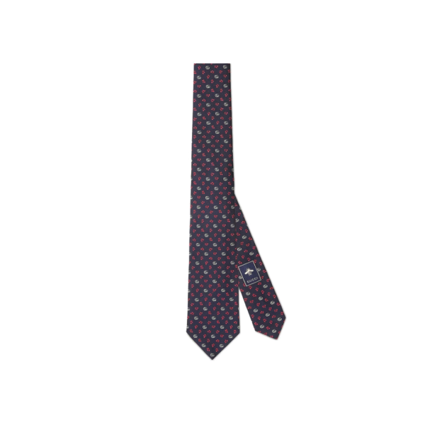 Gucci/古馳雙G提花絲商務領帶741633 4E217 海軍藍