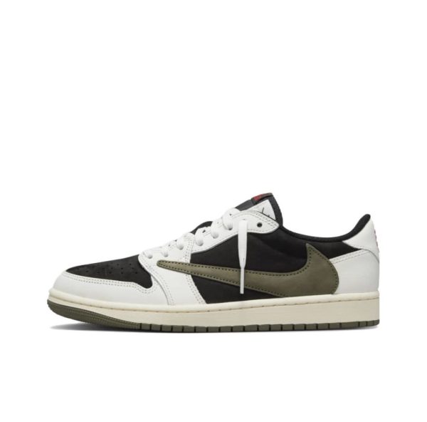 Travis Scott × Jordan Air Jordan 1 Low "Medium Olive" 聯名款耐磨防滑復古籃球鞋女款黑綠橄欖倒鉤5.0