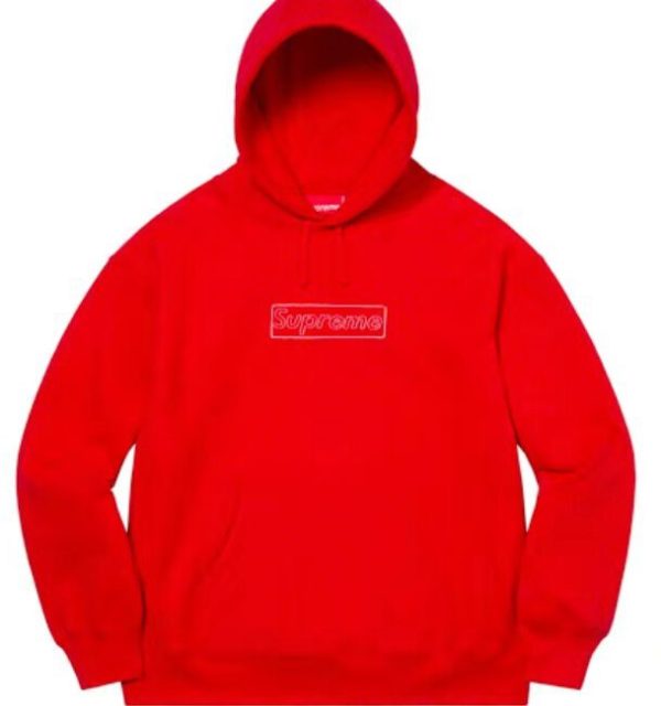 Supreme SS21 WEEK 1 X KAWS 粉筆BOX logo 印花連帽衛衣紅色：圖片 2