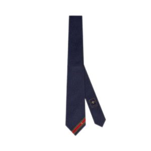 Gucci/古馳男士真絲領帶643945 4E002 海軍藍