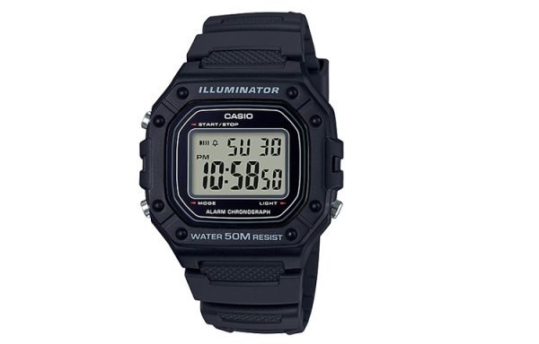 CASIO 卡西歐YOUTH系列數位系列經典復古小方塊黑武士50米防水數顯手錶樹脂錶帶日韓錶男錶黑色W-218H-1A