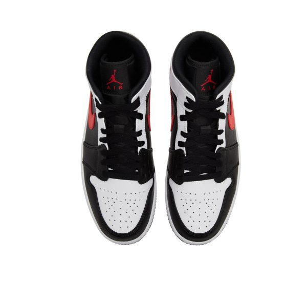 Nike Air Jordan 1 Mid 黑白熊貓紅鉤：圖片 4